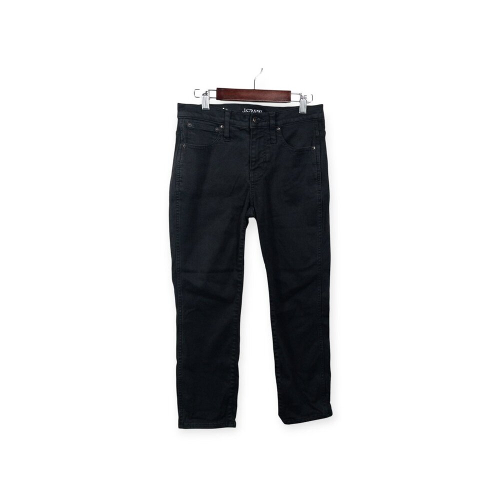 J Crew Womens Vintage Slim Straight Black Denim Jeans Size 26P Cotton Blend